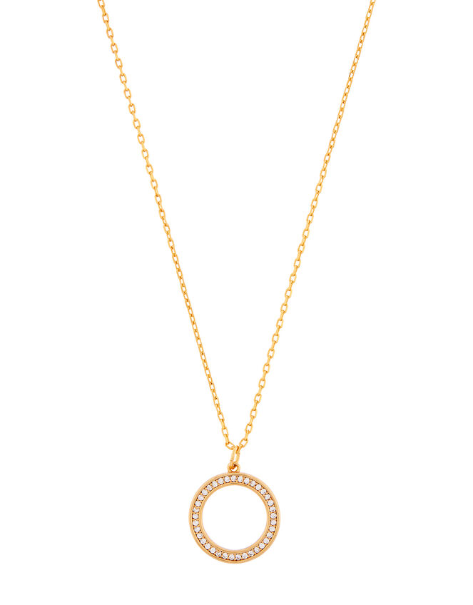 Gold-Plated Pave Circle Necklace, , large