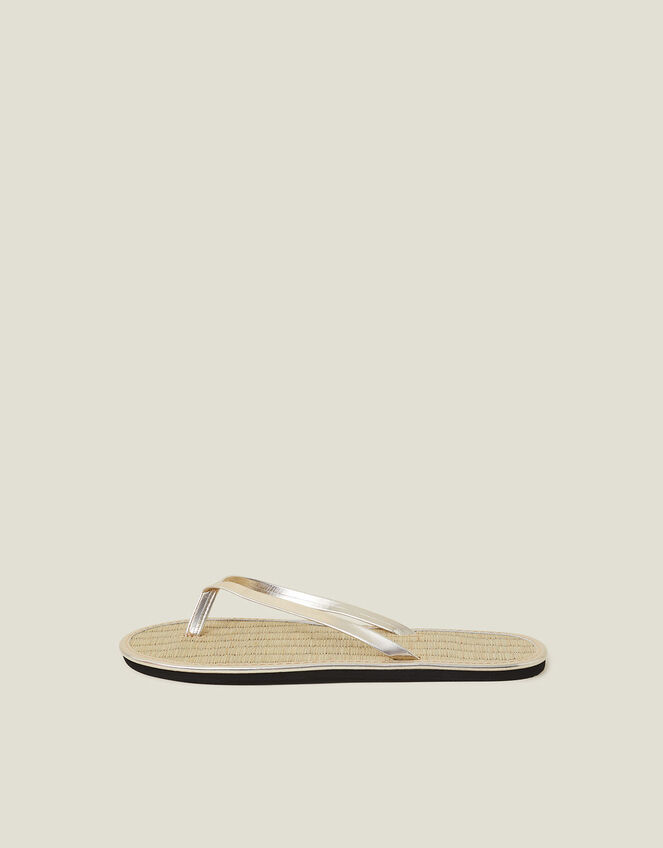 Plain Seagrass Flip Flops, Gold (GOLD), large