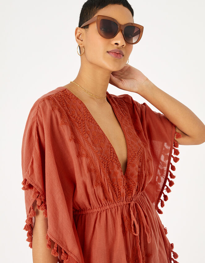 Becci Kaftan in Organic Cotton, Orange (RUST), large