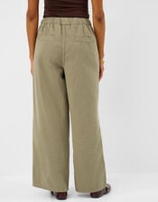 Wide Leg Denim Trousers, Green (KHAKI), large