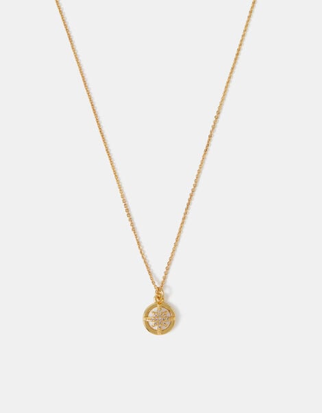 14ct Gold-Plated Star Pearl Pendant Necklace, , large
