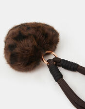 Fluffy Leopard Heart Bag Charm, , large