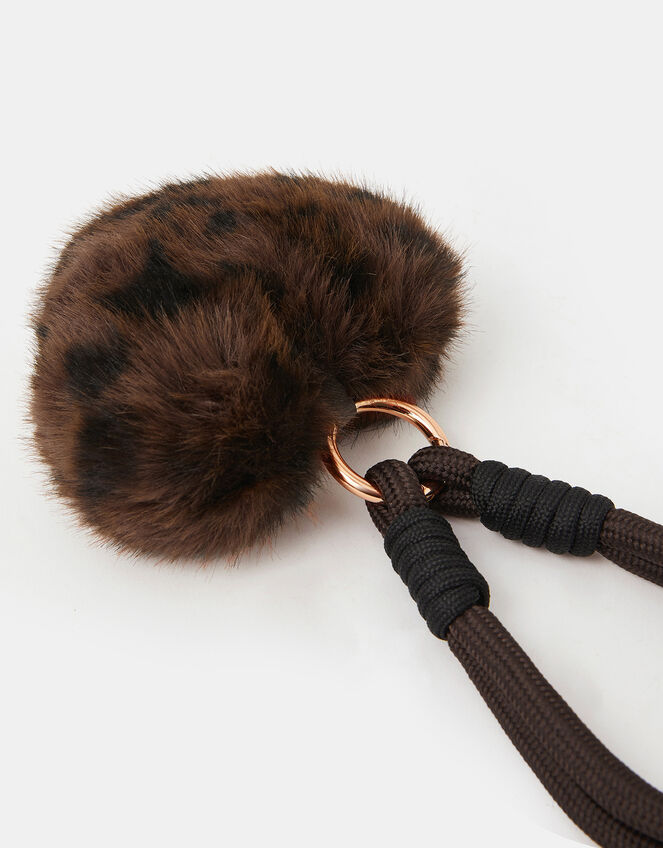 Fluffy Leopard Heart Bag Charm, , large