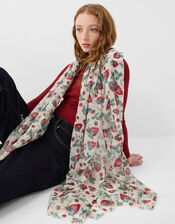 Lightweight Strawberry Print Scarf, , large