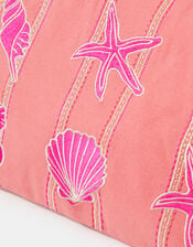 Embroidered Seashell Beach Bag, , large