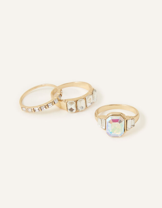 Jewel Embellished Rings Set of Three, White (CRYSTAL), large