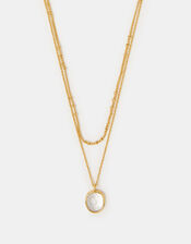 14ct Gold-Plated Clear Quartz Pendant Layered Necklace, , large