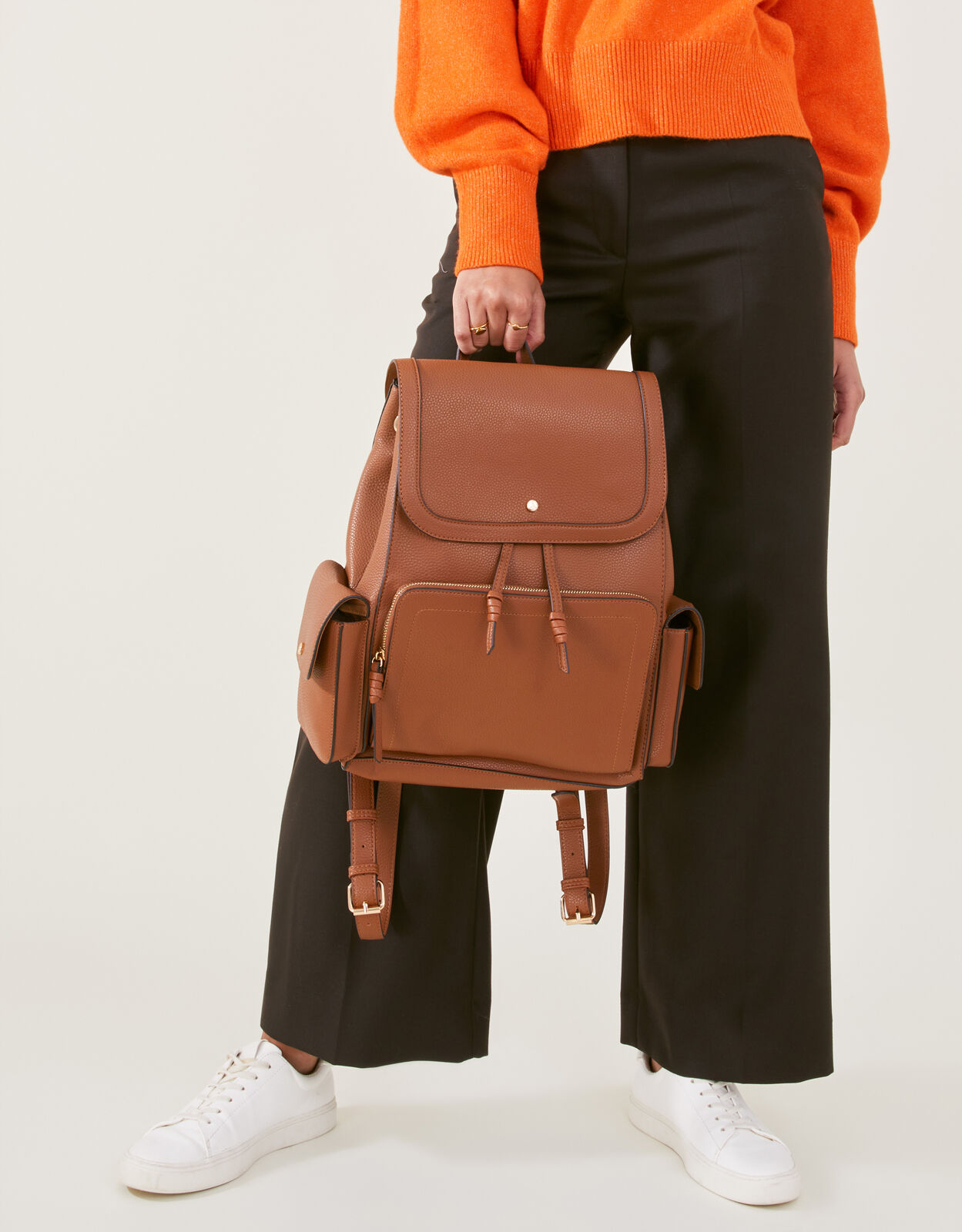 Multi Pocket Laptop Backpack Tan
