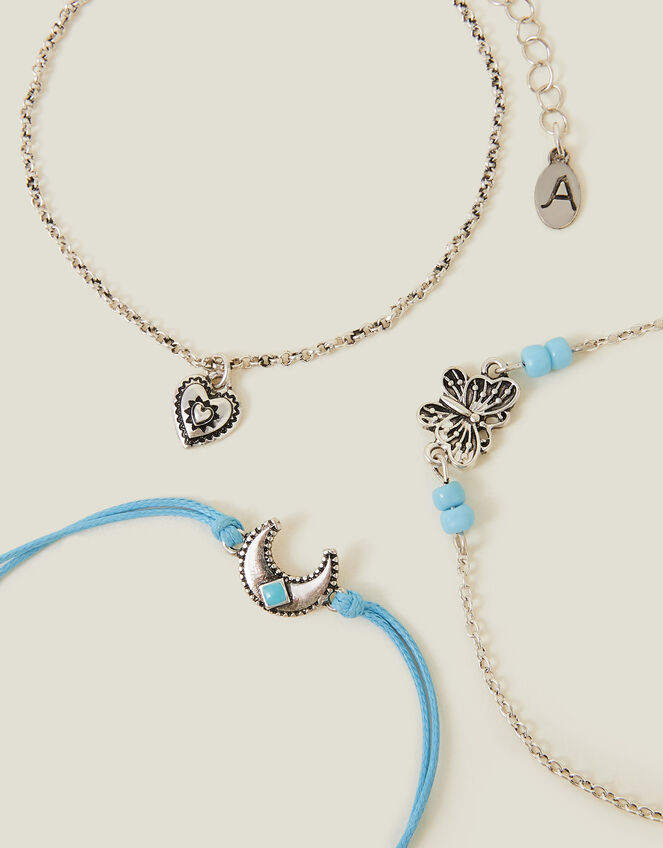 3-Pack Moon Charm Anklets, , large