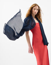Lightweight Shimmer Scarf, Blue (NAVY), large