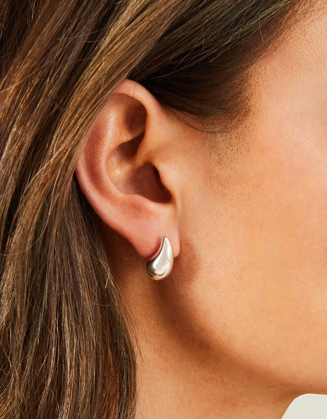 Sterling Silver-Plated Tear Drop Earrings, , large