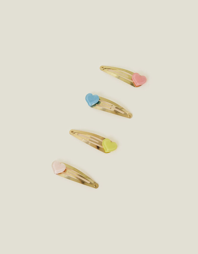 4-Pack Girls Heart Hair Clips, , large