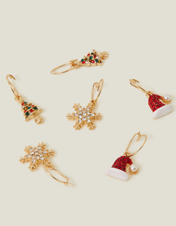 Christmas Huggie Hoop Earrings Set of Three, , large