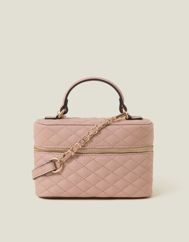Quilted Top Handle Cross-Body Bag, Nude (NUDE), large