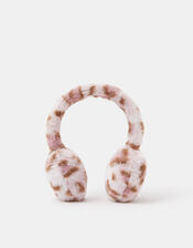 Girls Faux Fur Leopard Print Earmuffs, , large