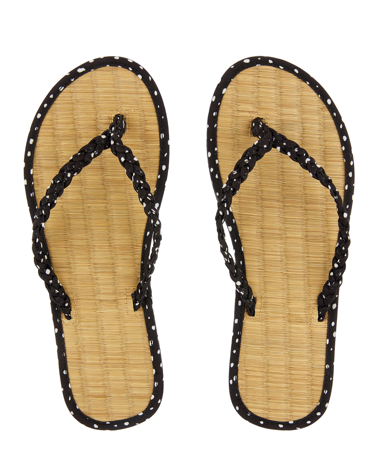 Plaited Spot Seagrass Flip Flops Black Flip flops Accessorize Global