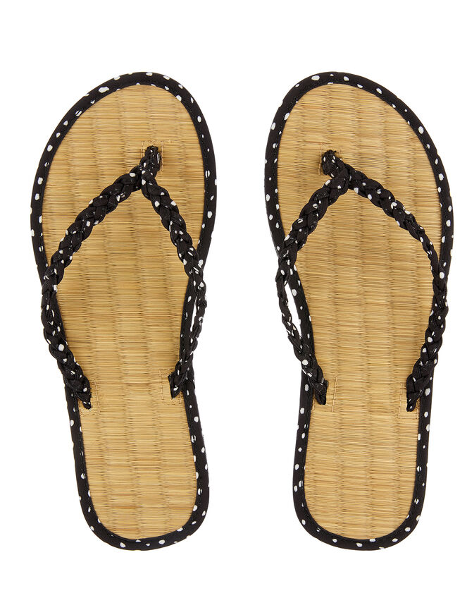 Plaited Spot Seagrass Flip Flops, Black (BLACK), large