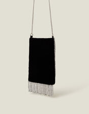 Diamante Bead Fringe Phone Bag, , large