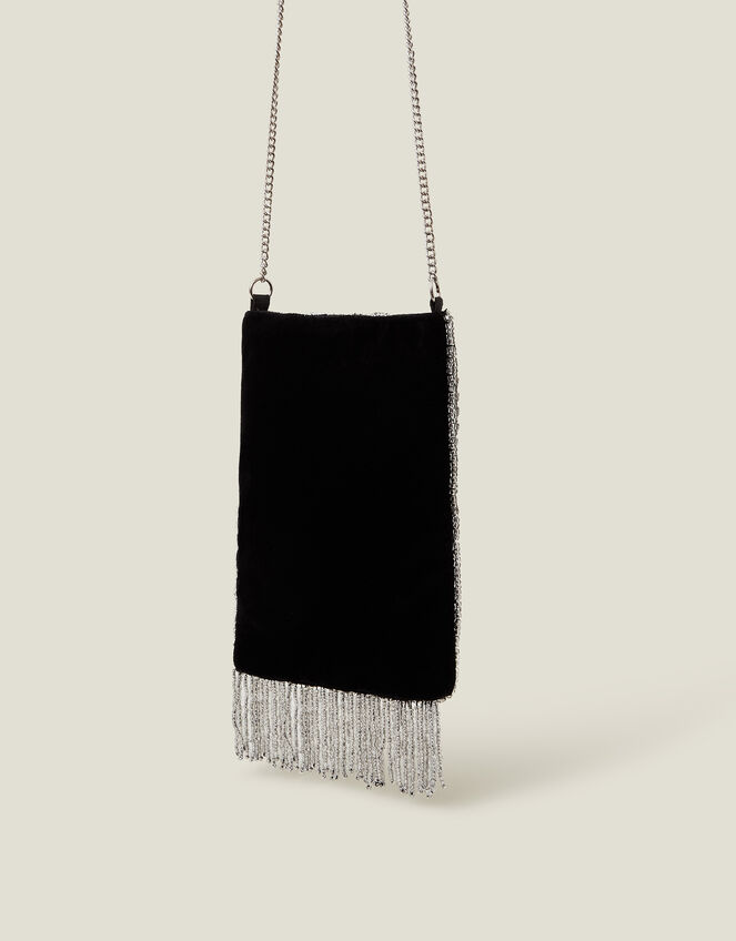 Diamante Bead Fringe Phone Bag, , large