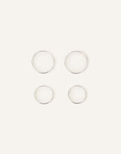 Sterling Silver Plain Mini Hoops Set of Two, , large