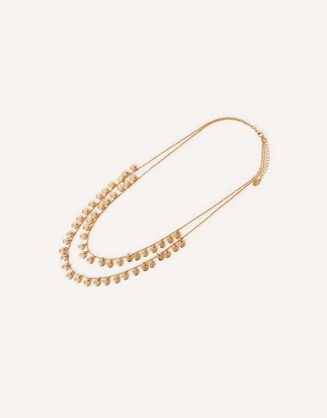 Textured Disc Layered Necklace, , large