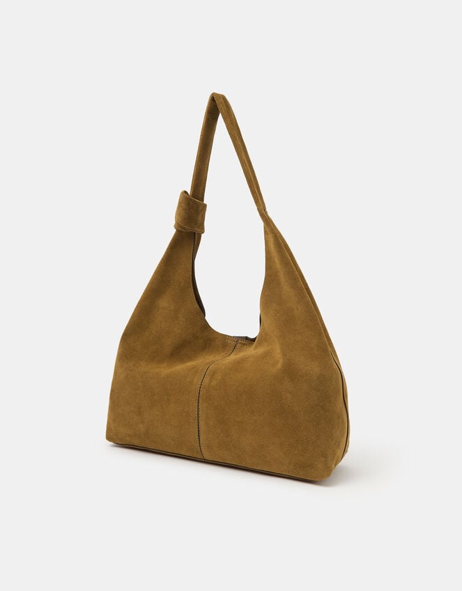 Slouchy Knot Suede Shoulder Bag, , large