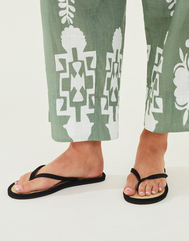 Plain Seagrass Flip Flops, Black (BLACK), large