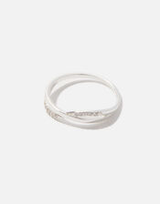 Sterling Silver Sparkly Twist Ring, Silver (ST SILVER), large