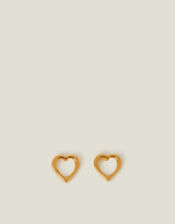 14ct Gold-Plated Stainless Steel Heart Stud Earrings, , large