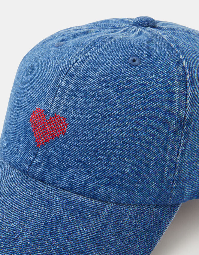 Heart Denim Baseball Cap, , large
