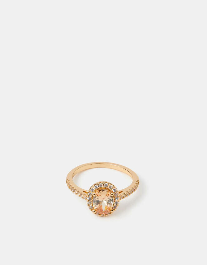 Cubic Zirconia Solitaire Ring, Natural (CHAMPAGNE), large