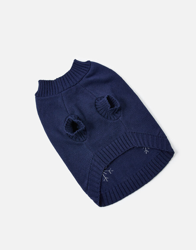 Snowflake Dog Jumper, Blue (NAVY), large