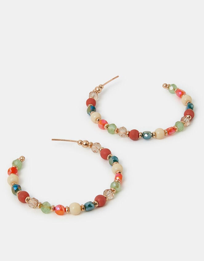Mix Bead Hoop Earrings, , large