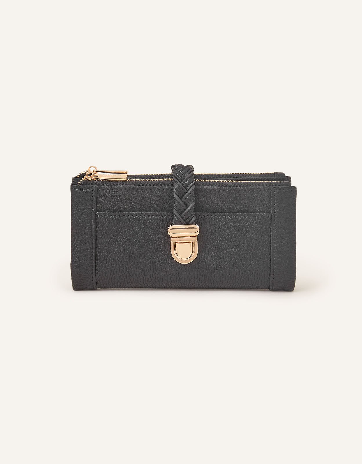 Plait Push Lock Purse Black Purses Wallets Accessorize UK
