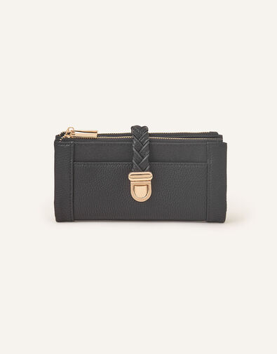 Plait Push-Lock Purse, Black (BLACK), large