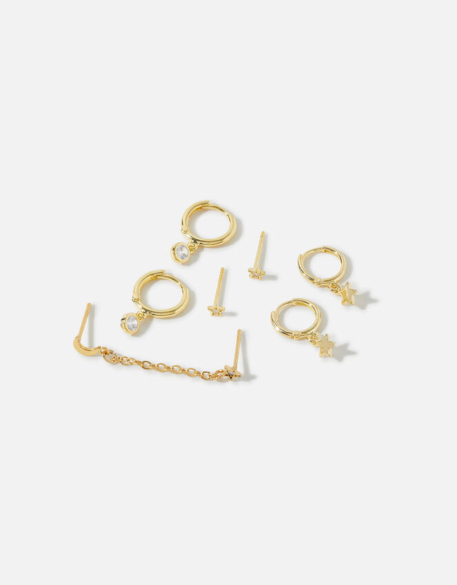 Gold-Plated Star Moon Ear Adornment Set, , large