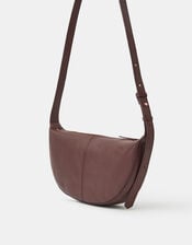 Leather Sling Crossbody Bag, Brown (CHOCOLATE), large