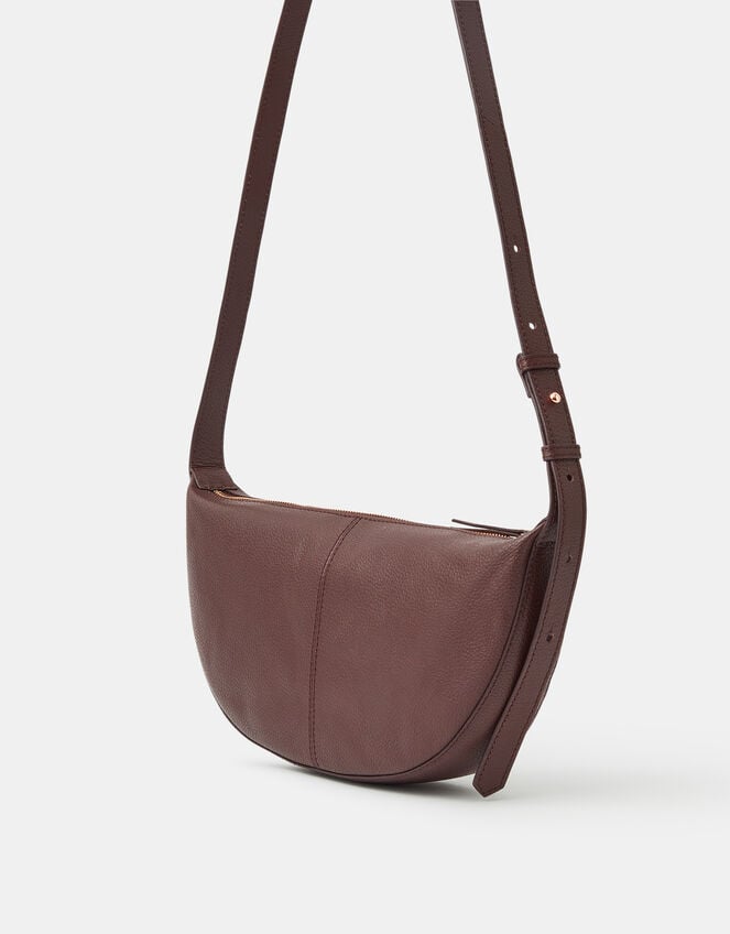 Leather Sling Crossbody Bag, Brown (CHOCOLATE), large