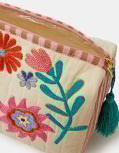 Floral Print Quilted Make Up Bag, , large