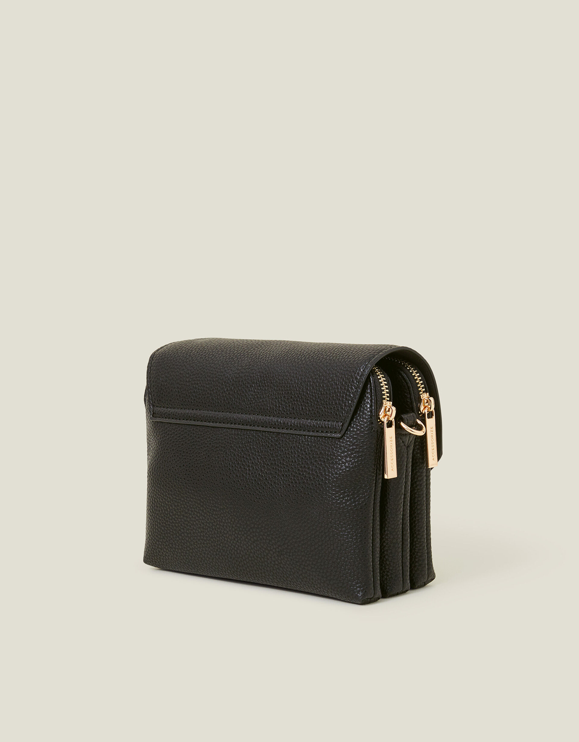 Double Zip Cross Body Bag Black