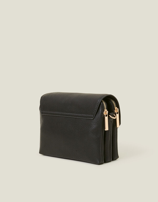 Double Zip Cross-Body Bag, Black (BLACK), large
