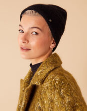 Milan Fluffy Beanie Hat, Black (BLACK), large