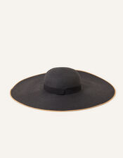 Contrast Trim Floppy Oversized Hat, , large