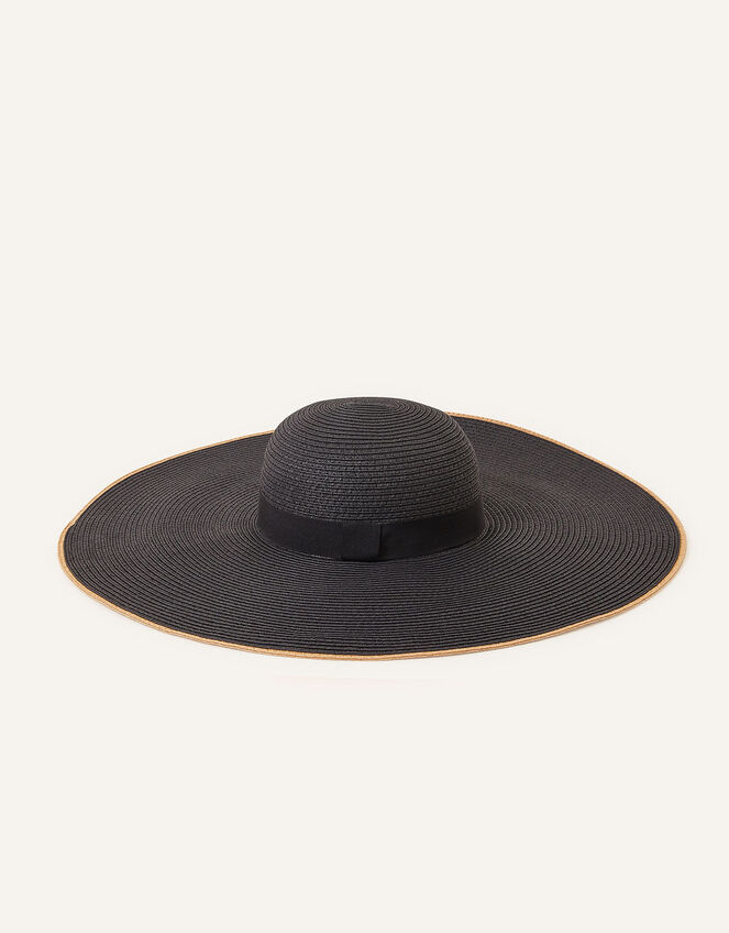 Contrast Trim Floppy Oversized Hat, , large
