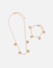 Butterfly Charm Necklace and Bracelet Set, , large
