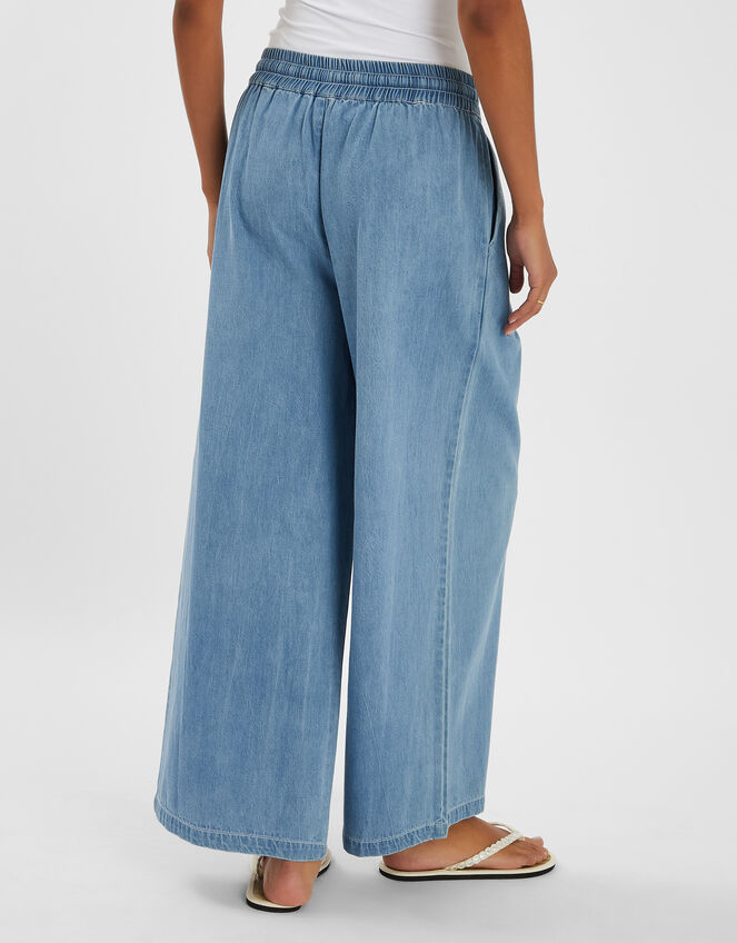 Denim Wide Leg Trousers, Blue (BLUE), large