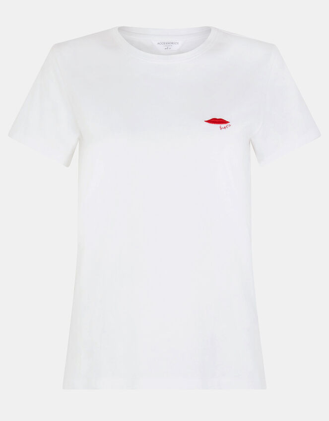 Bisou Cotton T-Shirt, White (WHITE), large