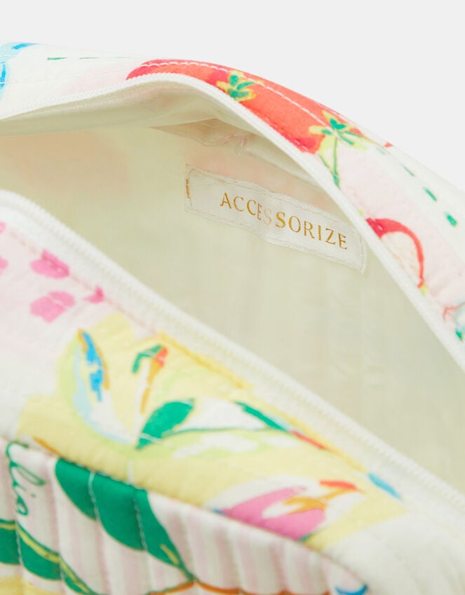 Summer Print Quilted Makeup Bag, , large