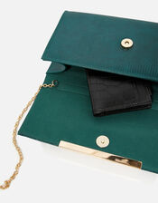 Faux Reptile Clutch Bag, , large