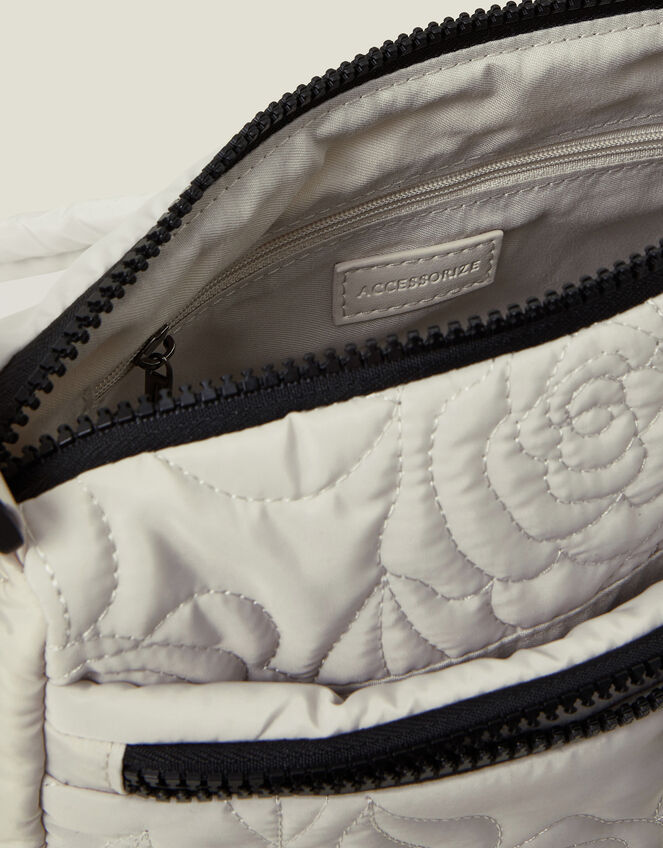 Floral Quilted Camera Bag, Cream (CREAM), large